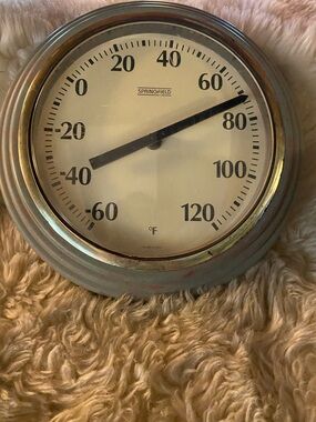 Wall Thermometer in Cream with Metal Frame
